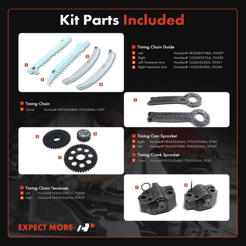 11x Engine Timing Chain Kit for Ford F-150 F-250 Mustang E-150 Expedition 4.6L