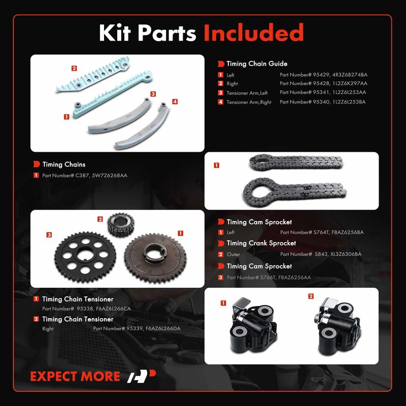 13x Engine Timing Chain Kit for Ford F-150 F-250 Mustang Lincoln V8 4.6L SOHC