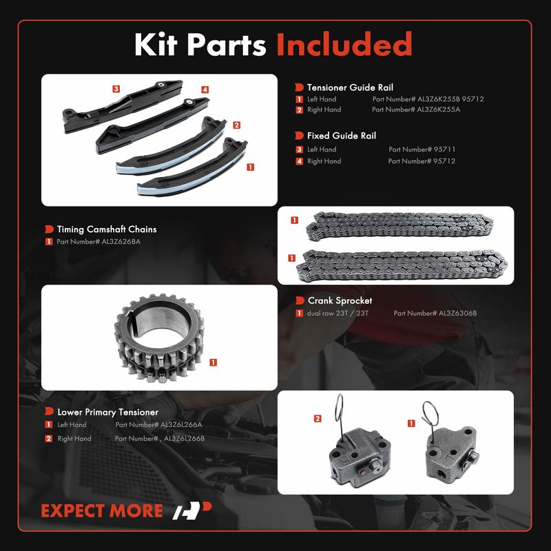 9x Engine Timing Chain Kit for Ford F-150 10-14 F-250 F-350 Super Duty 11-15