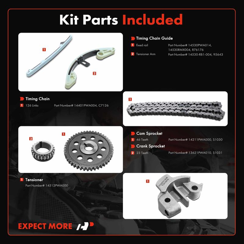 6x Engine Timing Chain Kit for Honda Civic 2003-2011 L4 1.3L SOHC ELECTRIC/GAS