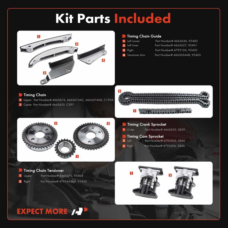 13x Engine Timing Chain Kit for Chrysler Concorde Dodge Intrepid 1998 1999 2.7L