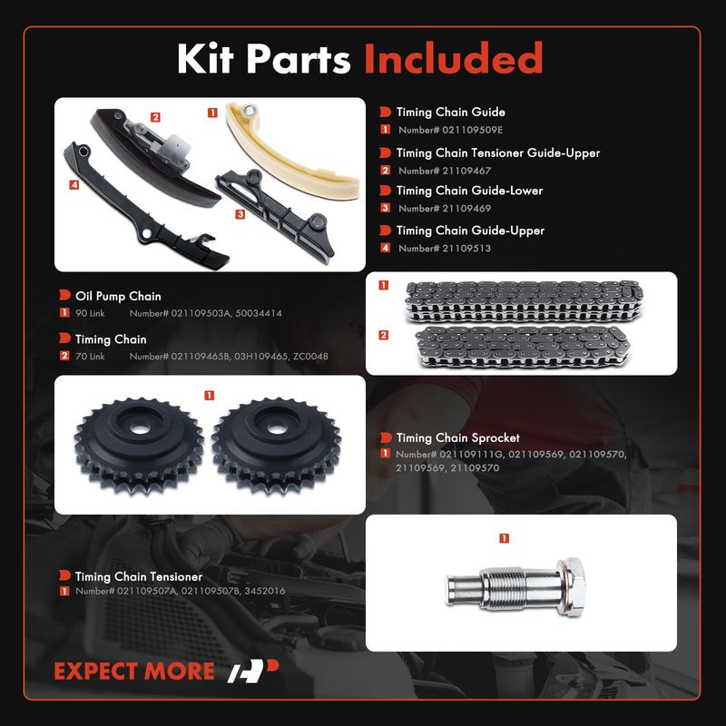 8x Engine Timing Chain Kit for Volkswagen EuroVan Golf Jetta V6 2.8L 02-03