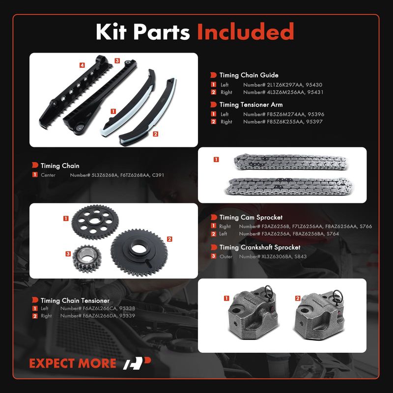 11x Engine Timing Chain Kit for Ford E-150 Expedition Lincoln Mark LT 5.4L SOHC
