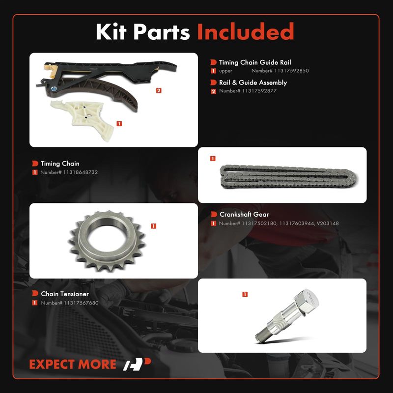 5x Engine Timing Chain Kit for BMW E82 E90 E60 320i 325I 528i X1 X3 X5