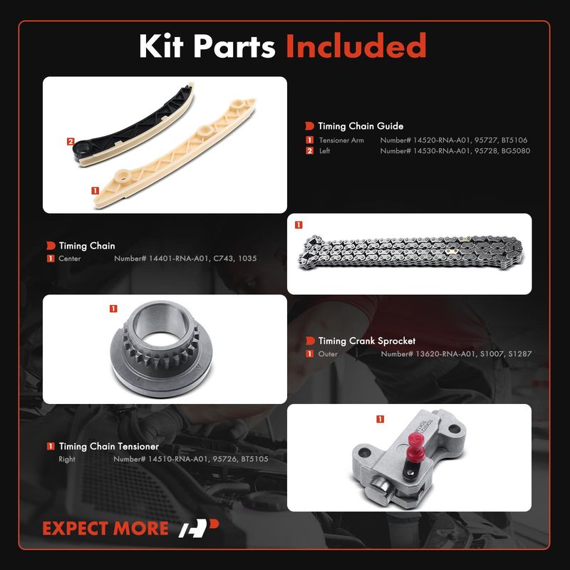 5x Engine Timing Chain Kit for Honda Civic 2006-2015 HR-V L4 1.8L SOHC