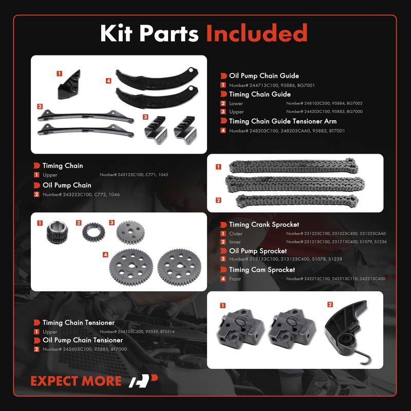 18x Engine Timing Chain Kit for Hyundai Santa Fe Kia Amanti V6 3.3L 3.5L 3.8L