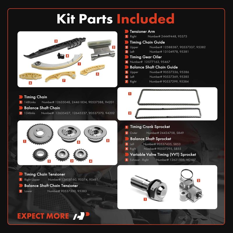 18x Engine Timing Chain Kit for Chevrolet Pontiac Buick LaCrosse GMC 2.2L DOHC