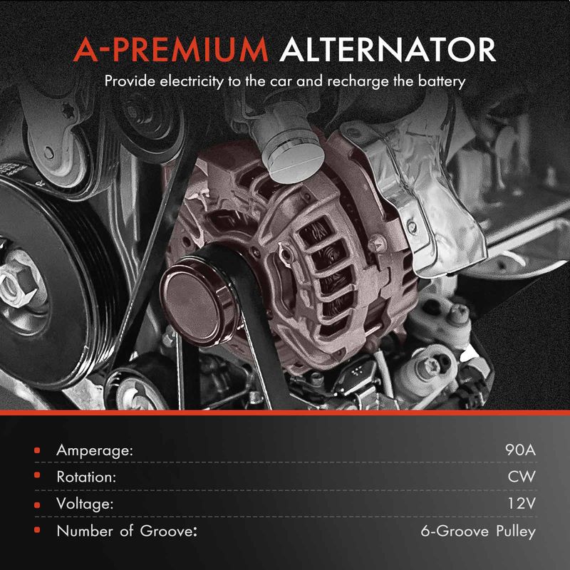 Alternator 90A 12V CW 6-Groove Pulley for Mazda 2 2011-2014 L4 1.5L