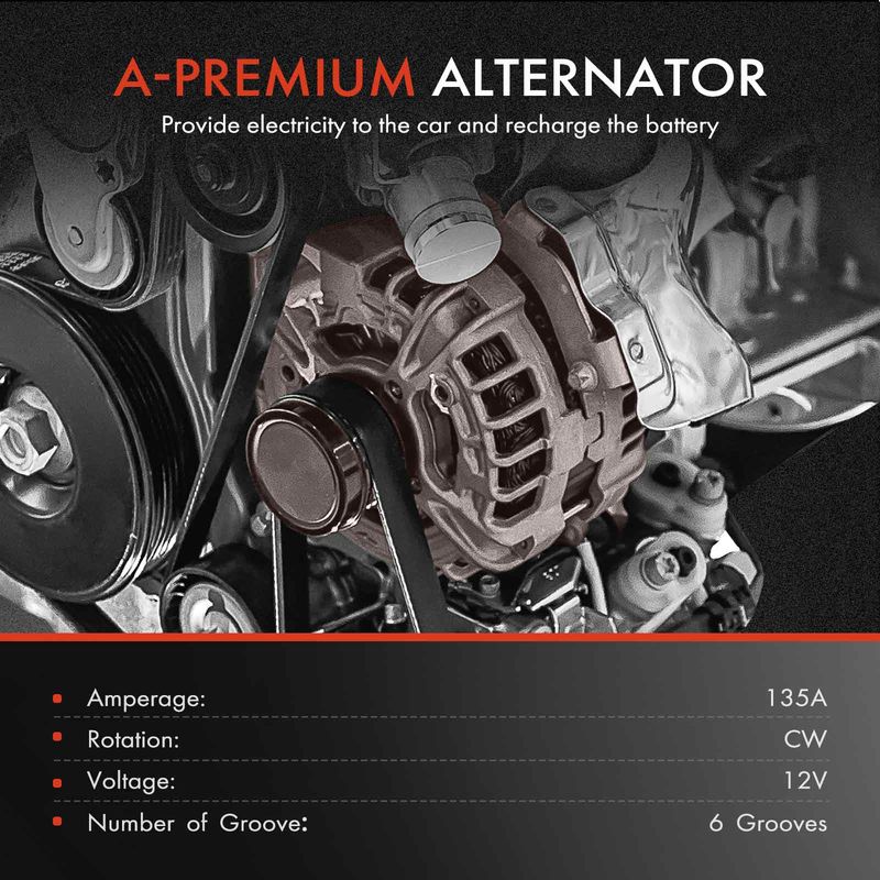 Alternator 135A 12V CW 6-Groove for Ford Explorer Sport Trac Mercury Mountaineer