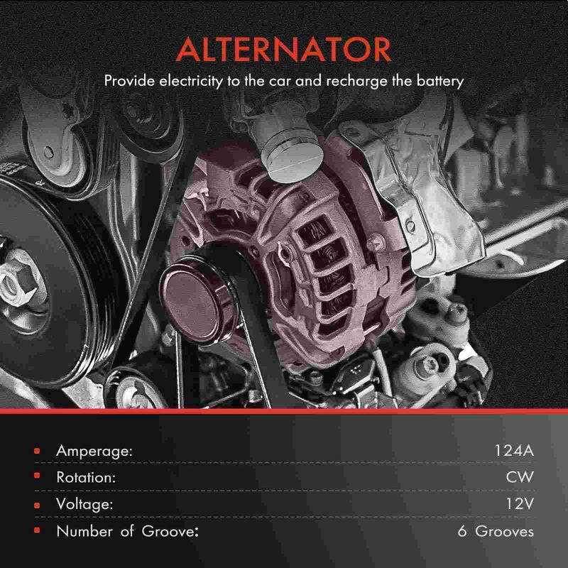 Alternator 124A 12V CW 6-Groove for Chevrolet P30 GMC P3500 1996-1999