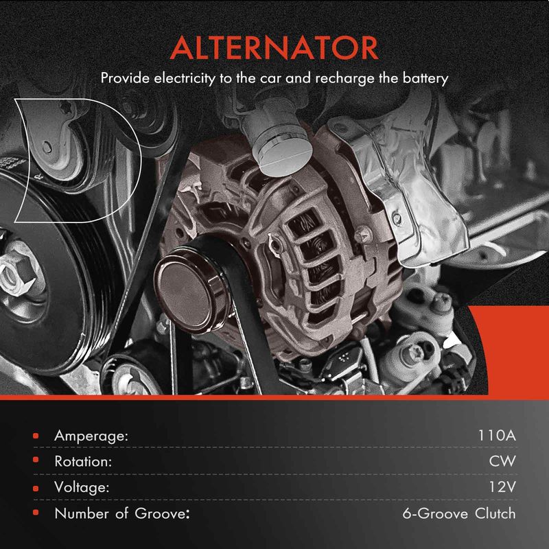 Alternator 110A 12V CW 6-Groove Clutch Pulley for Volkswagen Jetta Jetta City