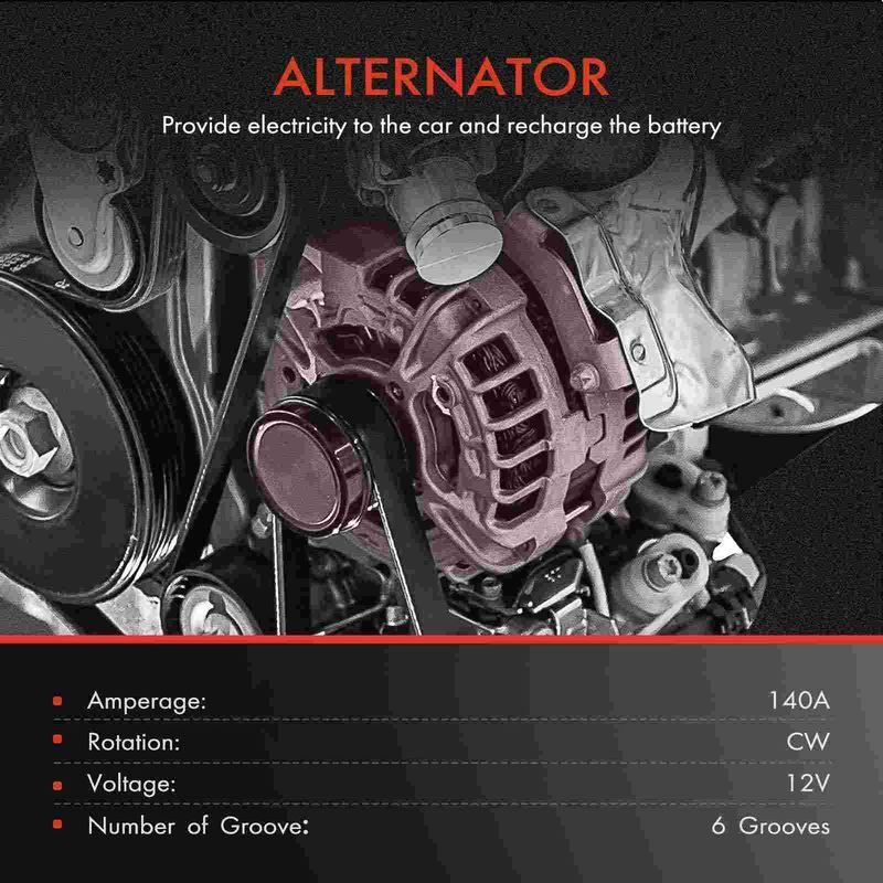 Alternator 140A 12V CW 6-Groove for Cadillac DeVille Eldorado Seville V8 4.6L