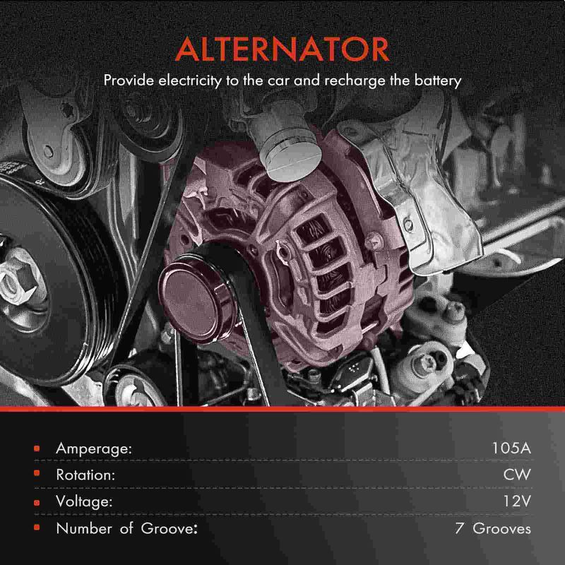 Alternator 105A 12V CW 7-Groove for Chevy GMC B7 C4500 C5500 C6500 Kodiak 01-05