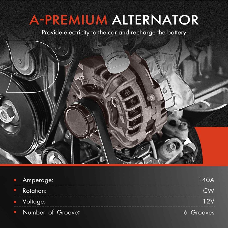 Alternator 140A 12V CW 6-Groove Decoupler Pulley for Cadillac CTS 10-14 3.0L 3.6L
