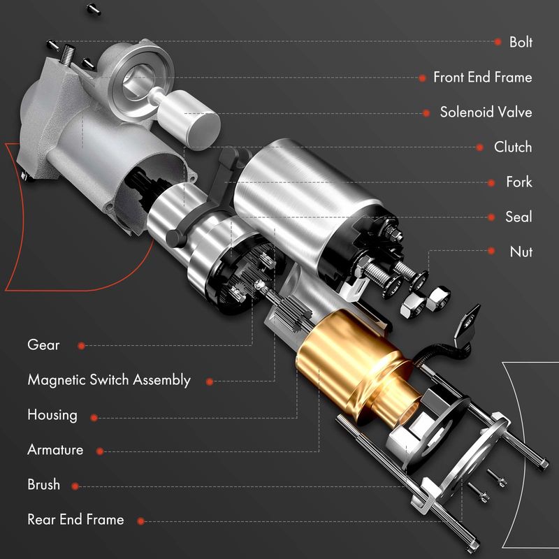 Starter Motor 1.4KW 12V CW 9 Teeth for Nissan Frontier 1998-2001 Pickup Xterra