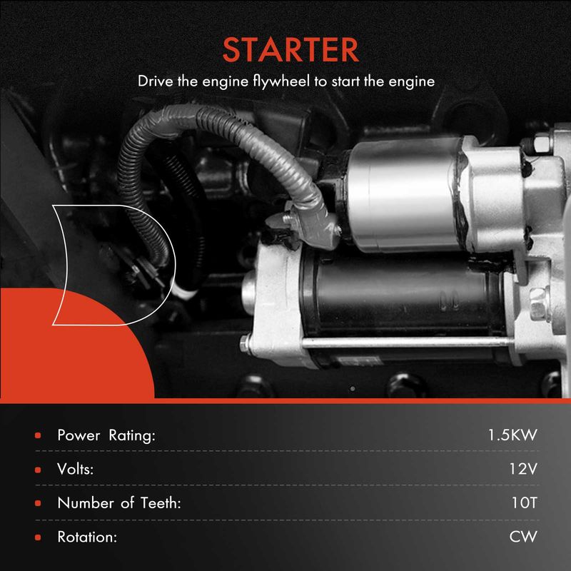Starter Motor 1.5KW 12V CW 10 Teeth for Ford Focus 2000-2004 Mercury Cougar 2.0L