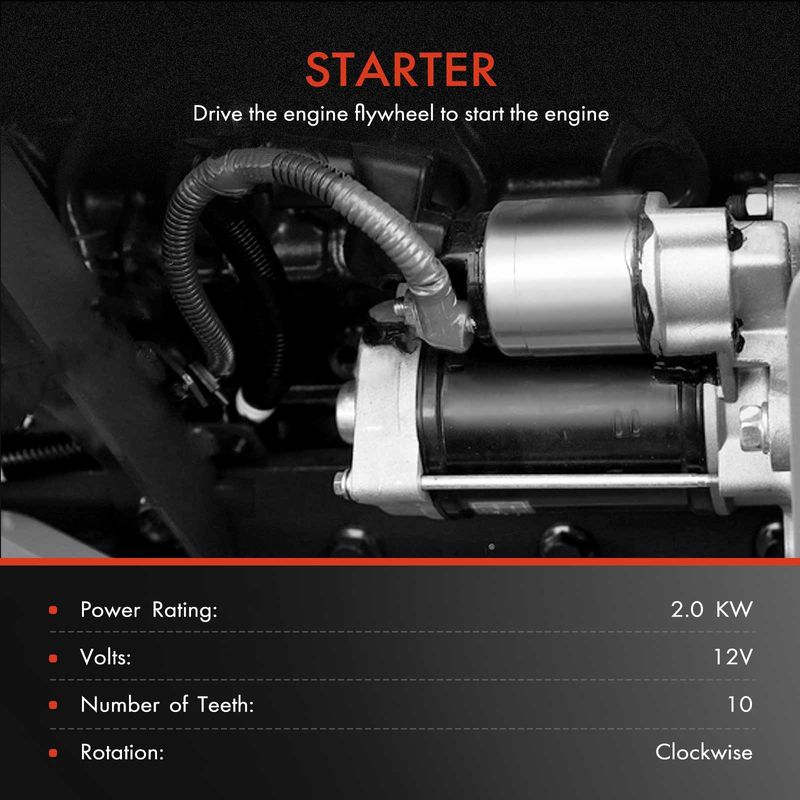 Starter for Porsche Cayenne 2008 2009 2010 V8 4.8L 2.0KW 12V CW 10 Teeth