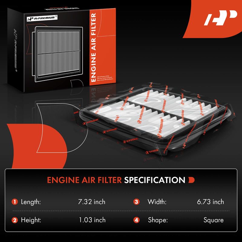 Engine Air Filter with Rigid Panel for Toyota Prius 2001-2003 L4 1.5L