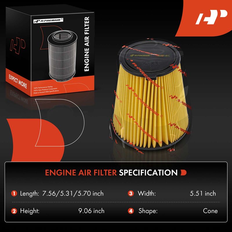 Engine Air Filter for Ford Mustang 2010-2014 V8 5.4L 5.8L