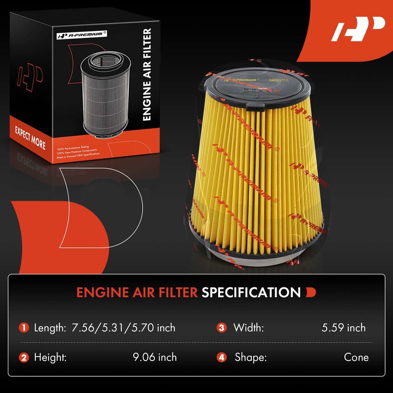 2x Engine Air Filter for Ford Mustang 2015-2022 V8 5.0L V8 5.2L