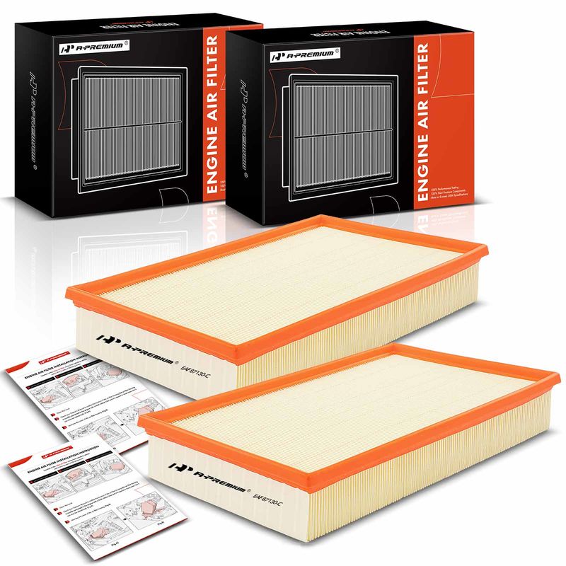 2x Engine Air Filter with Flexible Panel for Volvo S80 1999-2006