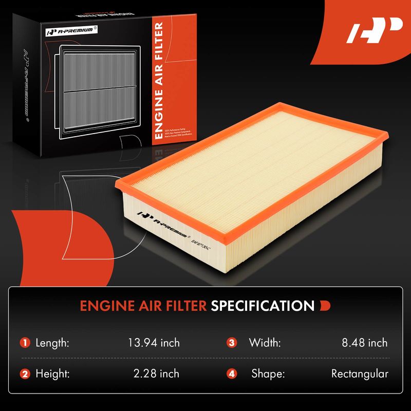 2x Engine Air Filter with Flexible Panel for Volvo S80 1999-2006
