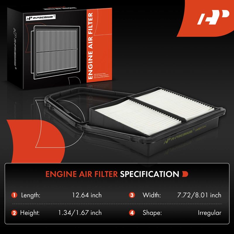 Engine Air Filter with Rigid Panel for Honda Civic Acura EL 2001-2005 L4 1.7L