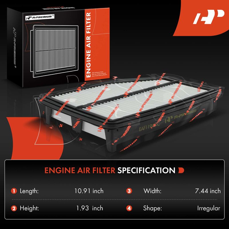 2x Engine Air Filter with Rigid Panel for Honda CR-V 2015-2016 L4 2.4L