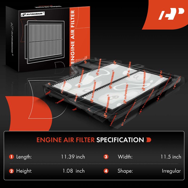 2x Engine Air Filter with Rigid Panel for Nissan Altima 2013-2018 L4 2.5L Sedan