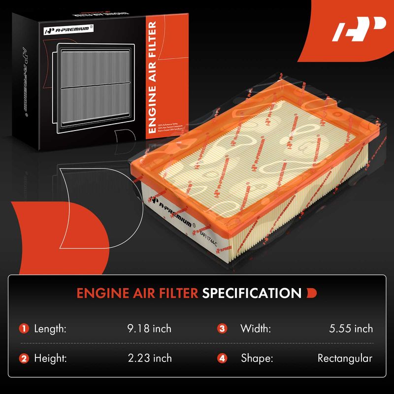 Engine Air Filter with Flexible Panel for Fiat 500L 2014-2020 L4 1.4L