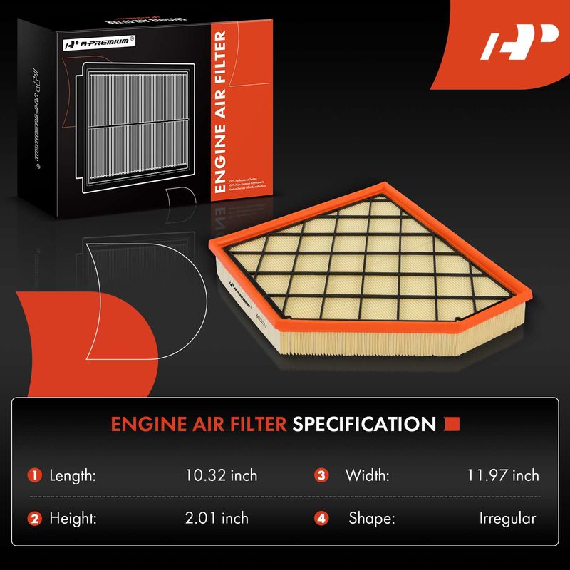 2x Engine Air Filter with Flexible Panel for Chevrolet Camaro 2016-2022 6.2L
