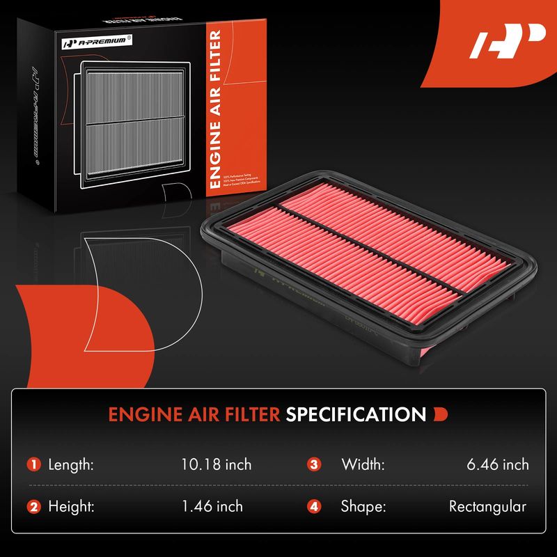 Engine Air Filter with Rigid Panel for Mazda Miata 1999-2005 L4 1.8L