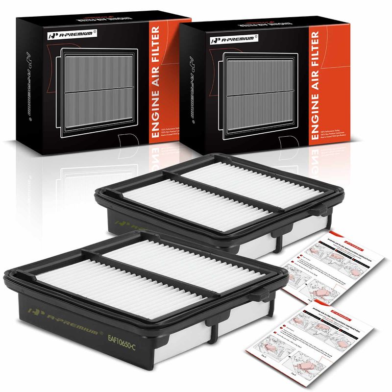 2x Engine Air Filter with Rigid Panel for Honda Fit 2009-2014 L4 1.5L