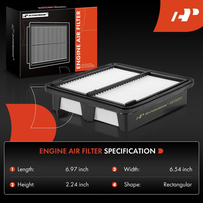 2x Engine Air Filter with Rigid Panel for Honda Fit 2009-2014 L4 1.5L