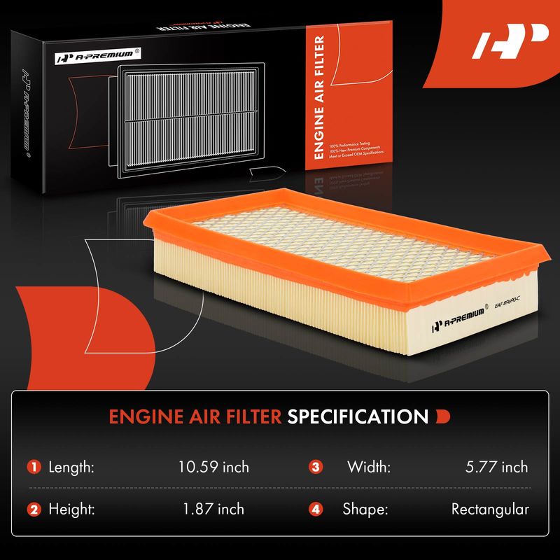 2x Engine Air Filter with Flexible Panel for Ford Focus 2000-2004 L4 2.0L 2.3L