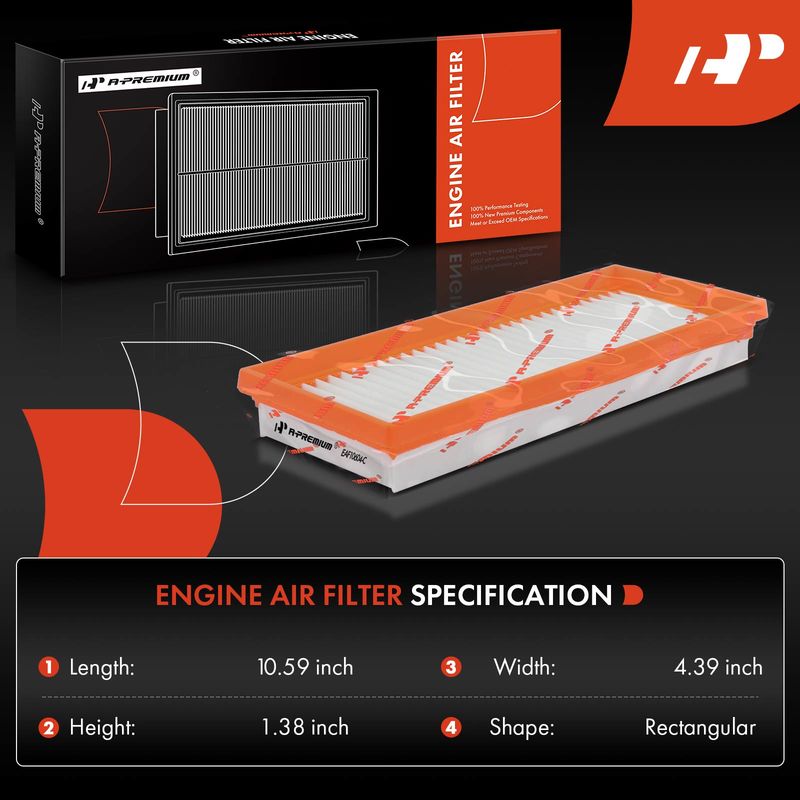 Engine Air Filter with Flexible Panel for Smart Fortwo 2008-2015 L3 1.3L