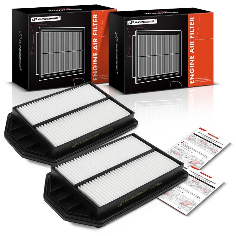 2x Engine Air Filter with Rigid Panel for Honda CR-V 2007-2009 L4 2.4L