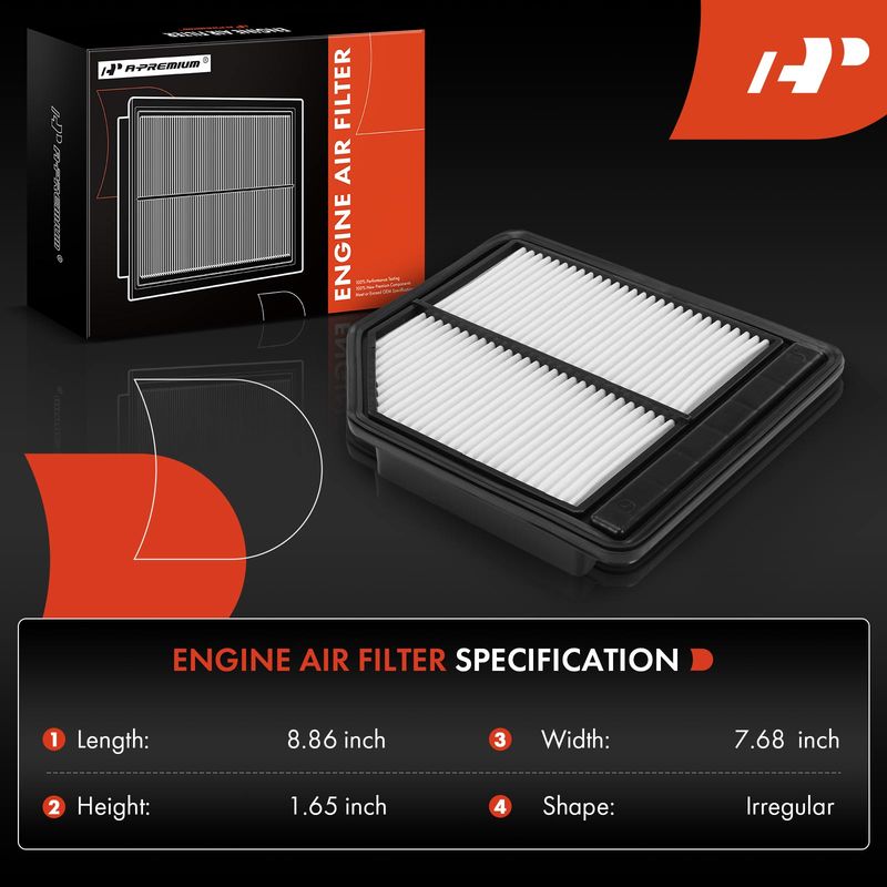Engine Air Filter with Rigid Panel for Honda Civic 2006-2011 L4 1.8L