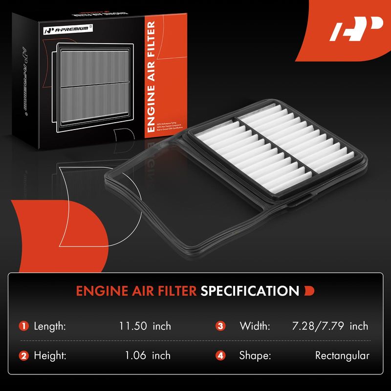 2x Engine Air Filter with Rigid Panel for Toyota Prius 2004-2009 L4 1.5L