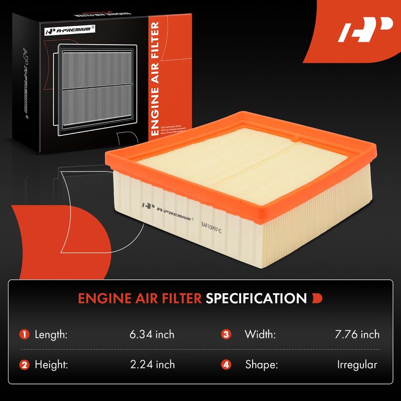 2x Engine Air Filter with Flexible Panel for Ford Fiesta 2011-2019 1.0L 1.6L