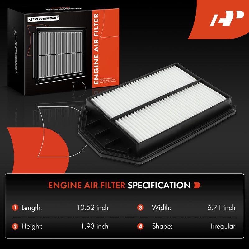 Engine Air Filter with Rigid Panel for Honda CR-V 2007-2009 L4 2.4L