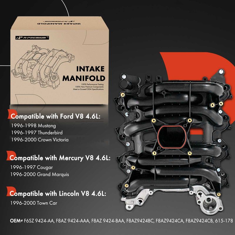 Upper Intake Manifold with Thermostat & Gasket & O-Ring for Ford Lincoln Mercury