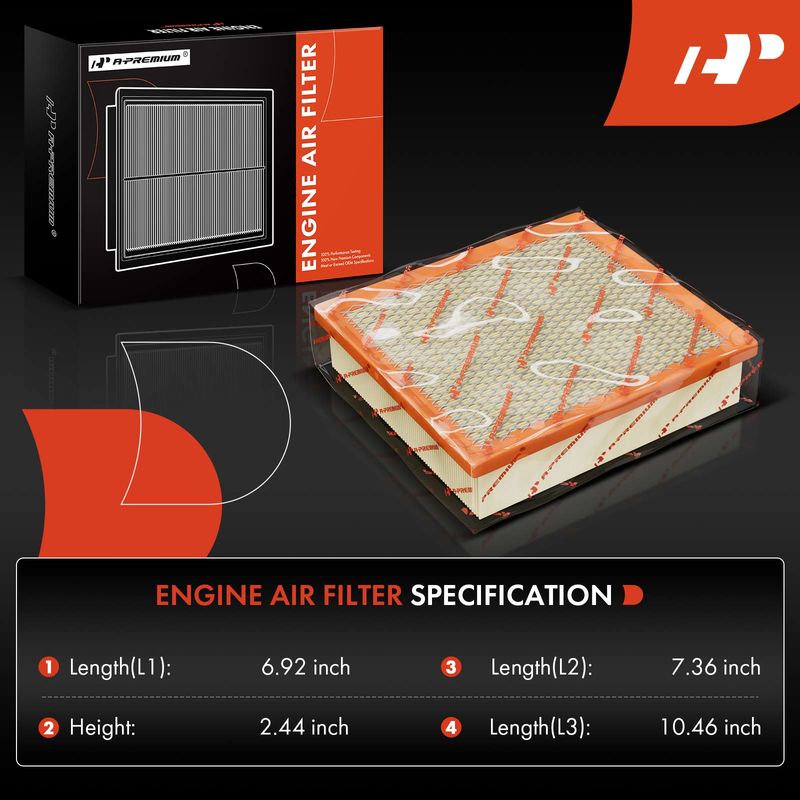 2x Left & Right Engine Air Filter for Cadillac CT6 2016-2019 V6 3.0L