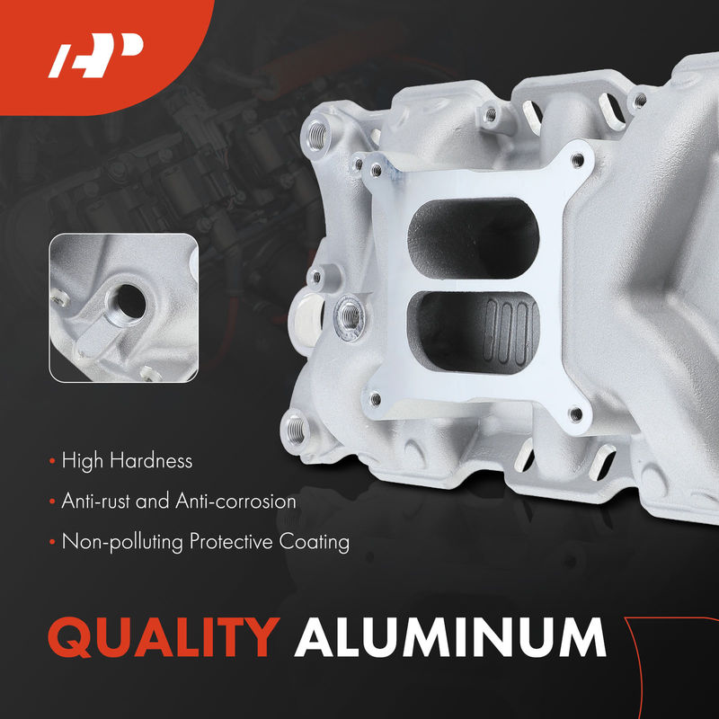 Aluminum Dual Plane Intake Manifold for Chevy 350 55-95 Small Block Idle-5500