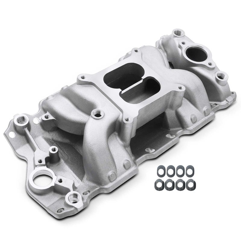 Aluminum Dual Plane Air Gap Intake Manifold for Chevy 350 1955-1995 Small Block