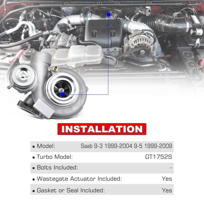 Turbo Turbocharger GT1752 for Saab 9-3 9-5 1999-2009 2.3L 2.0L B205E B235E