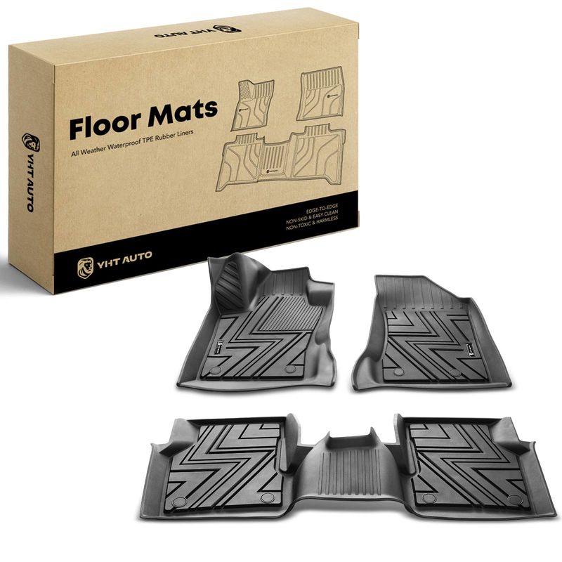 3x Front & Rear Black Floor Mats Liners for Jeep Compass 2017-2022