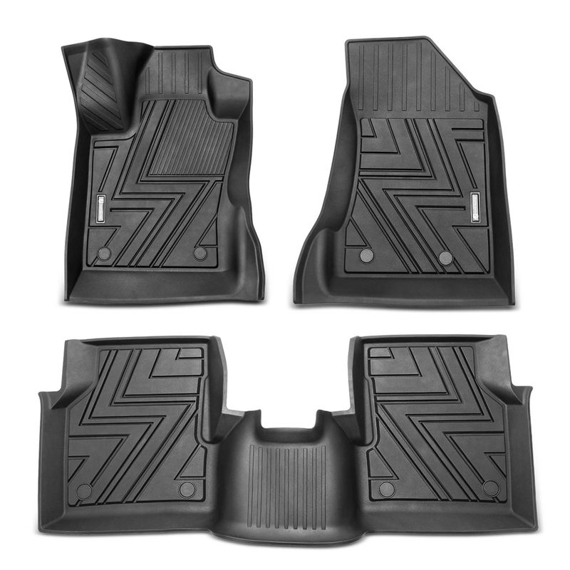 3x Front & Rear Black Floor Mats Liners for Jeep Compass 2017-2022