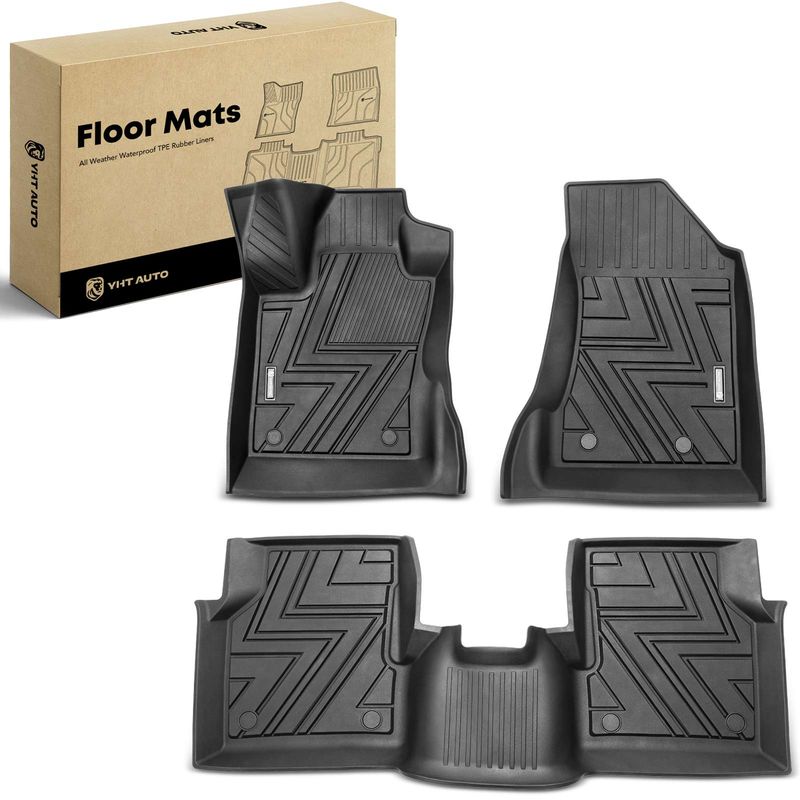 3x Front & Rear Black Floor Mats Liners for Jeep Compass 2017-2022