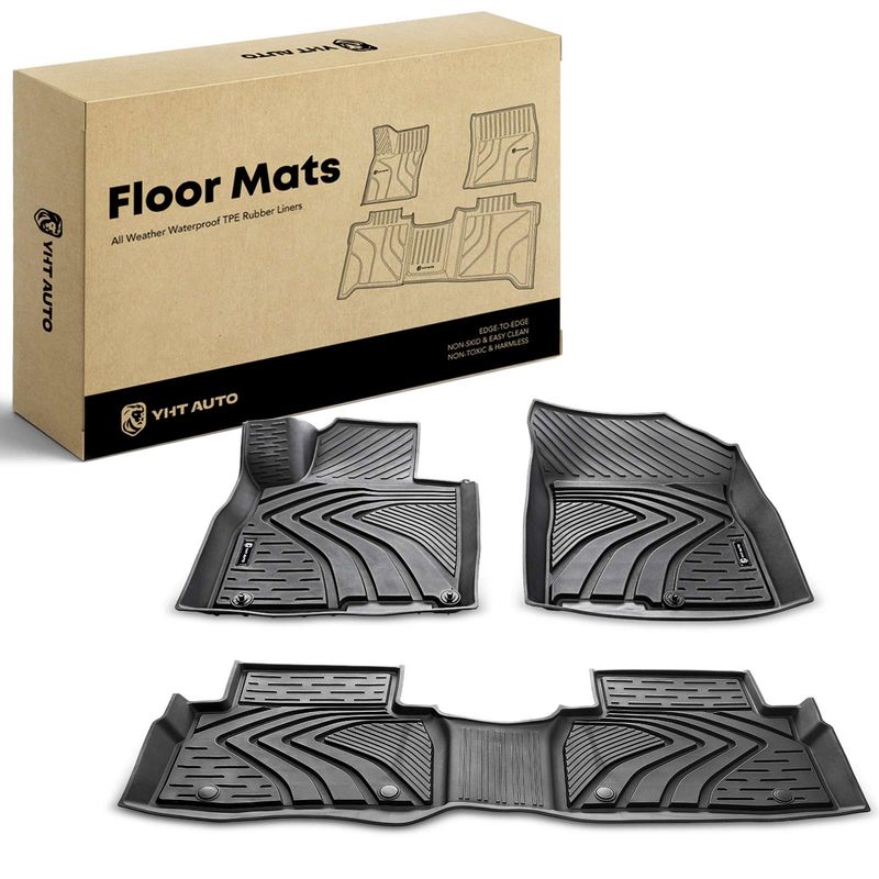 3x Front & Rear Black Floor Mats Liners for Hyundai Santa Fe 2019-2020 5 Seats